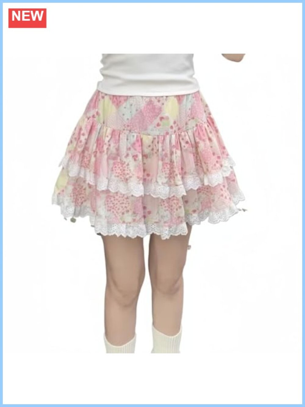 Y2K Kawaii A-Line Mini Skirt High Waist Lace Lolita Vintage Club Party